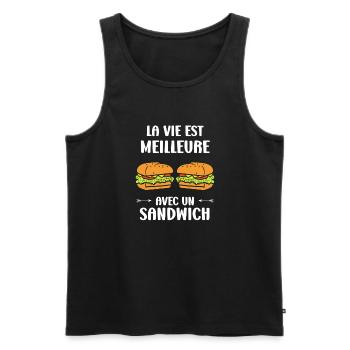 Humour sandwich - Débardeur bio Premium Homme - noir - Devant - Michal (187cm)