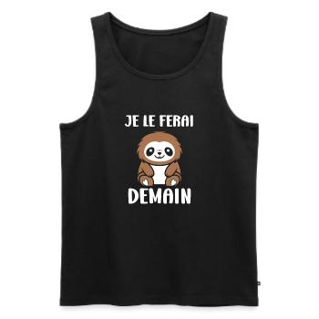 Animal humour paresseux - Débardeur bio Premium Homme - noir - Devant - Michal (187cm)