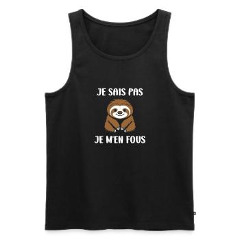 Animal humour paresseux - Débardeur bio Premium Homme - noir - Devant - Michal (187cm)