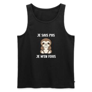 Animal humour paresseux - Débardeur bio Premium Homme - noir - Devant - Michal (187cm)