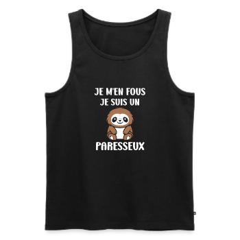 Animal humour paresseux - Débardeur bio Premium Homme - noir - Devant - Michal (187cm)