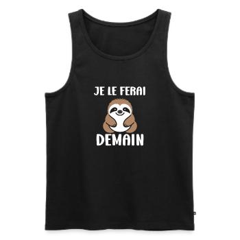 Animal humour paresseux - Débardeur bio Premium Homme - noir - Devant - Michal (187cm)