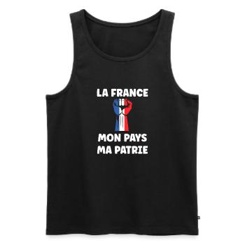 drapeau francais patriote - Débardeur bio Premium Homme - noir - Devant - Michal (187cm)
