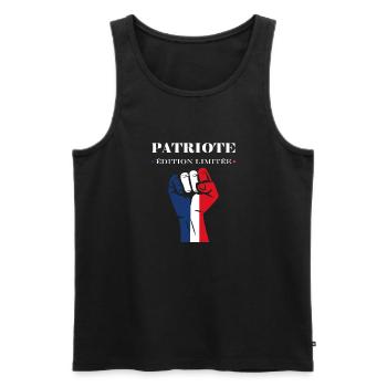 Emblème france patriote - Débardeur bio Premium Homme - noir - Devant - AI Model Male 178 light (178cm)
