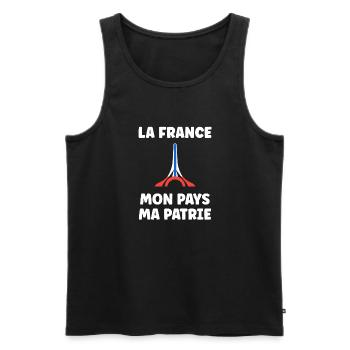 patriote la france mon pays ma patrie - Débardeur bio Premium Homme - noir - Devant - AI Model Male 178 light (178cm)