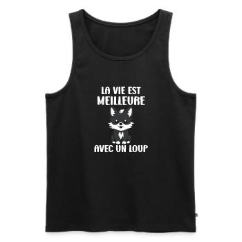 Humour loup - Débardeur bio Premium Homme - noir - Devant - Michal (187cm)