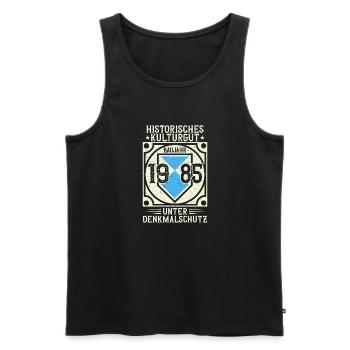 Baujahr 1985 Geboren, Geburtstag Jahrgang 1985 - Männer Premium Bio Tank Top - Schwarz - Vorne - AI Model Male 178 light (178cm)