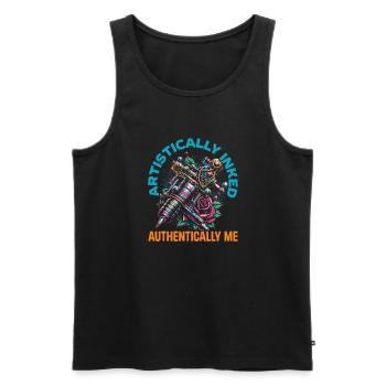 Tattoo Artist Tattooed, I Love Tattoos With - Men's Premium Organic Tank Top - black - Front - AI Model Male 178 light (178cm)