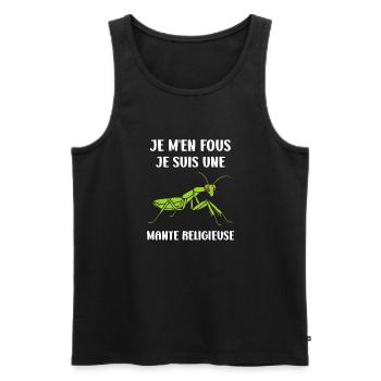 Humour insecte Mante religieuse - Débardeur bio Premium Homme - noir - Devant - Michal (187cm)