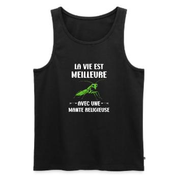 Humour insecte Mante religieuse - Débardeur bio Premium Homme - noir - Devant - Michal (187cm)