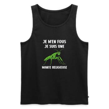 Humour insecte Mante religieuse - Débardeur bio Premium Homme - noir - Devant - Michal (187cm)