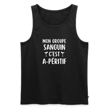 Mon groupe sanguin c est apéritif apéro - Débardeur bio Premium Homme - noir - Devant - Michal (187cm)
