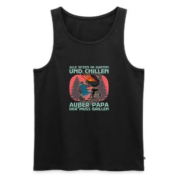 BBQ Grill Fleisch Grillen Barbecue Grillmeister - Männer Premium Bio Tank Top - Schwarz - Vorne - AI Model Male 178 light (178cm)