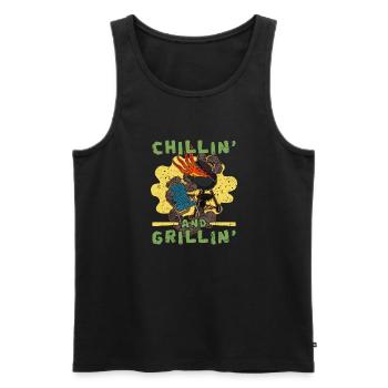 Grillmeister Grillen BBQ Smoker Fleisch Grill - Männer Premium Bio Tank Top - Schwarz - Vorne - AI Model Male 178 light (178cm)