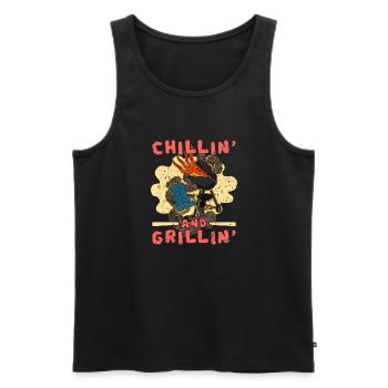 Grillmeister Grillen BBQ Smoker Fleisch Grill - Männer Premium Bio Tank Top - Schwarz - Vorne - AI Model Male 178 light (178cm)