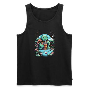 Funny Boba Tea Lover Bubble Tea Drink Kawaii - Men's Premium Organic Tank Top - black - Front - Michal (187cm)