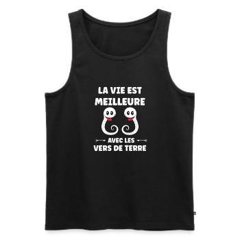 Humour ver de terre - Débardeur bio Premium Homme - noir - Devant - Michal (187cm)