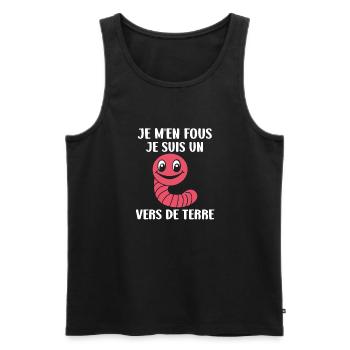 Humour ver de terre - Débardeur bio Premium Homme - noir - Devant - Michal (187cm)