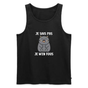 Humour chat chartreux - Débardeur bio Premium Homme - noir - Devant - Michal (187cm)