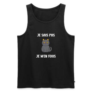 Humour chat chartreux - Débardeur bio Premium Homme - noir - Devant - Michal (187cm)