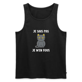 Humour chat chartreux - Débardeur bio Premium Homme - noir - Devant - Michal (187cm)