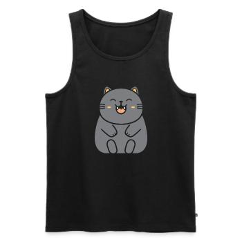 Cat - Men's Premium Organic Tank Top - black - Front - Michal (187cm)