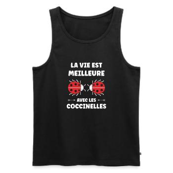 amour Coccinelle - Débardeur bio Premium Homme - noir - Devant - Michal (187cm)
