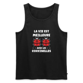 amour Coccinelle - Débardeur bio Premium Homme - noir - Devant - Michal (187cm)