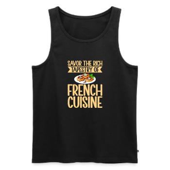 Cadeaux culinaires français - Débardeur bio Premium Homme - noir - Devant - AI Model Male 178 light (178cm)