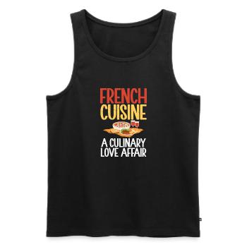 Cadeaux culinaires français - Débardeur bio Premium Homme - noir - Devant - AI Model Male 178 light (178cm)