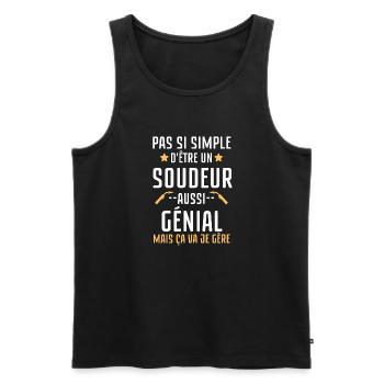 Pas facile d être un soudeur aussi génial - Débardeur bio Premium Homme - noir - Devant - AI Model Male 178 light (178cm)