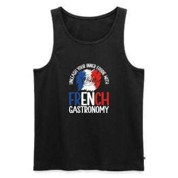 Cadeaux de cuisine française - Débardeur bio Premium Homme - noir - Devant - AI Model Male 178 light (178cm)