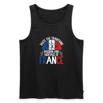 Cadeaux de cuisine française - Débardeur bio Premium Homme - noir - Devant - AI Model Male 178 light (178cm)