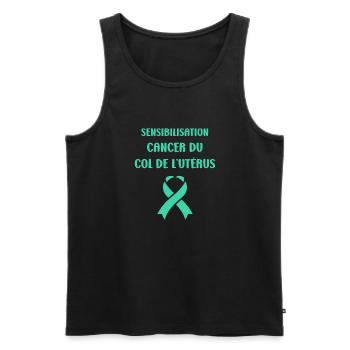 Sensibilisation au cancer du col de l'utérus - Débardeur bio Premium Homme - noir - Devant - Michal (187cm)