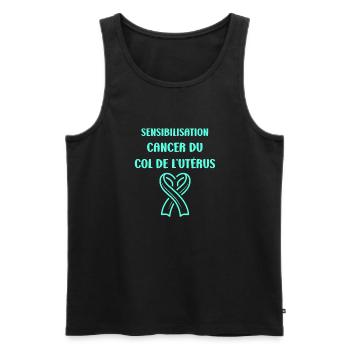 Sensibilisation au cancer du col de l'utérus - Débardeur bio Premium Homme - noir - Devant - Michal (187cm)