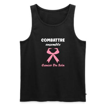 Sensibilisation cancer du sein - Débardeur bio Premium Homme - noir - Devant - Michal (187cm)