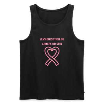 Sensibilisation cancer du sein - Débardeur bio Premium Homme - noir - Devant - Michal (187cm)