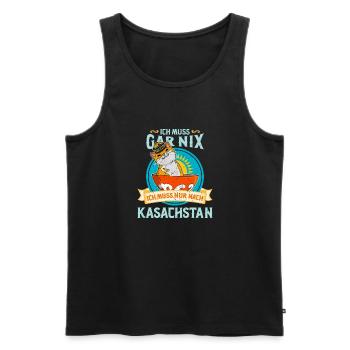 Kasachstan Kasach Katze National Flagge Adler - Männer Premium Bio Tank Top - Schwarz - Vorne - AI Model Male 178 light (178cm)