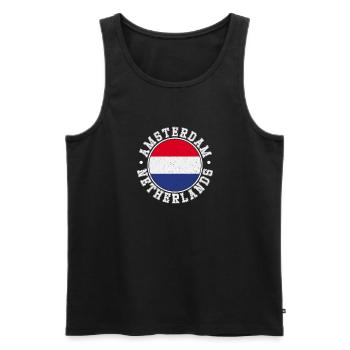 Niederlande Flagge Landesfarben Herkunft - Männer Premium Bio Tank Top - Schwarz - Vorne - Michal (187cm)