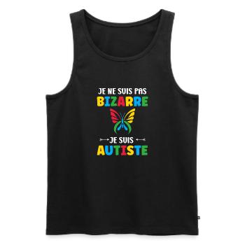Je ne suis pas bizarre je suis autiste - Débardeur bio Premium Homme - noir - Devant - Michal (187cm)