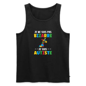 Je ne suis pas bizarre je suis autiste - Débardeur bio Premium Homme - noir - Devant - Michal (187cm)