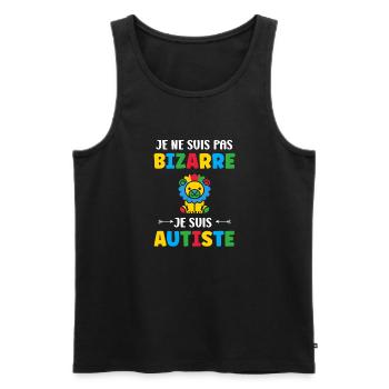 Je ne suis pas bizarre je suis autiste - Débardeur bio Premium Homme - noir - Devant - Michal (187cm)