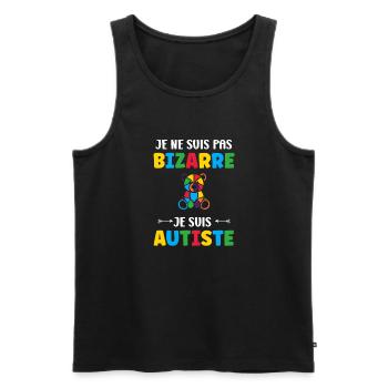 Je ne suis pas bizarre je suis autiste - Débardeur bio Premium Homme - noir - Devant - Michal (187cm)