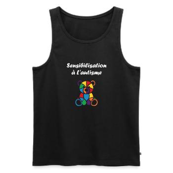 Animal Sensibilisation à l'autisme - Débardeur bio Premium Homme - noir - Devant - Michal (187cm)