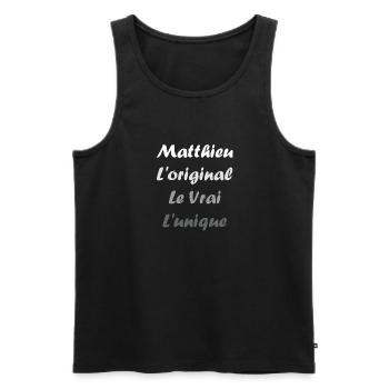 L'original le vrai l'unique Matthieu - Débardeur bio Premium Homme - noir - Devant - AI Model Male 178 light (178cm)