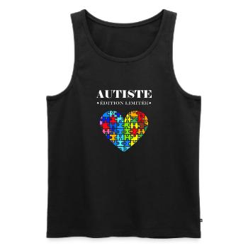 sensibilisation a l'autisme autiste - Débardeur bio Premium Homme - noir - Devant - Michal (187cm)
