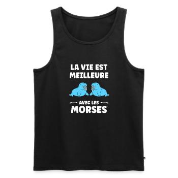 Animal humour Morse - Débardeur bio Premium Homme - noir - Devant - Michal (187cm)