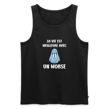 Animal humour Morse - Débardeur bio Premium Homme - noir - Devant - Michal (187cm)