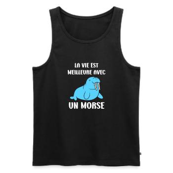 Animal humour Morse - Débardeur bio Premium Homme - noir - Devant - Michal (187cm)