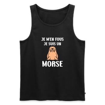 Animal humour Morse - Débardeur bio Premium Homme - noir - Devant - Michal (187cm)